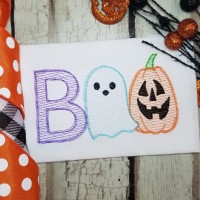 Boo Halloween Machine Embroidery Design - Sketch Stitch